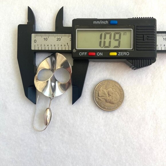 Sterling Silver 925 Artisan Modernist Style Infinity Disc Dangle Drop Earrings - Picture 15 of 16